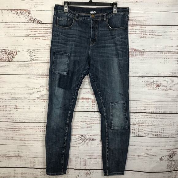 BDG Twig high rise patchwork dark wash size 32 ankle casual Stretch Denim jeans - Picture 1 of 6